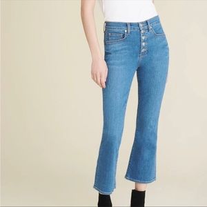 Veronica Beard Carolyn High-Rise Cropped-Flare Jean, color: Amsterdam size: 30